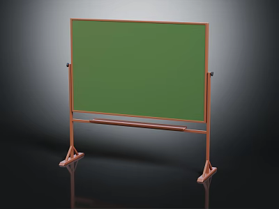 Green Chalkboard with Sturdy Wooden Stand for Office and Educational Writing 3d model