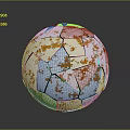 White And Orange Soccer Ball With Cracked Black Lines And Textured Surface