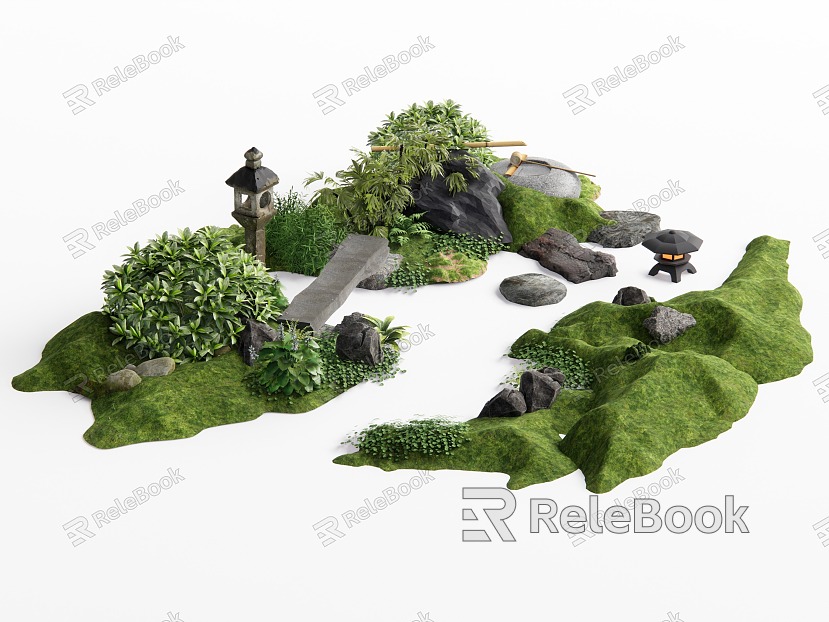 micro-terrain landscape plant pile plant combination flowers plants shrub landscape landscaping model