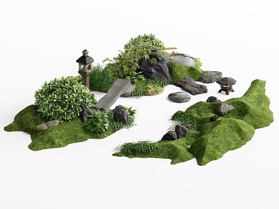 micro-terrain landscape plant pile plant combination flowers plants shrub landscape landscaping 3d model