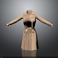 Beige Double Breasted Trench Coat With Belted Waist And Lapel Collar Design