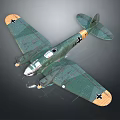 3D Model of Green Aerospace Airplane With Black Cross and Wooden Wing Tips