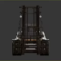 Industrial Forklift Vehicle With Front Forks Cabin White Body And Large Wheels
