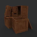 Wooden Display Shelves With Various Shapes Different Structures And Open Lids