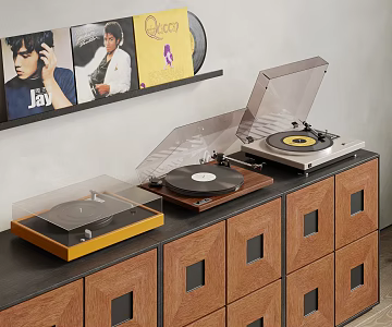 Antique record player combination record cabinet 3d model