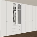 Modern White Wardrobe with Glass Doors and Drawers in Sleek Design