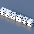 White Dice With Black Dots Arranged In Row As Household Items 3d model