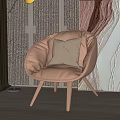 Modern Transparent Mesh Accent Chair With Light Cushion White Legs Floor Lamp And Green Plant