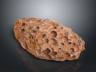 Natural Brown Porous Stone With Unique Hole Texture For Decorative Use 3d model
