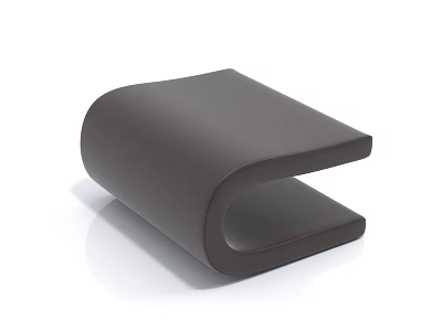 Modern Brown Stool With Smooth Surface And Curved Shape Design 3d model