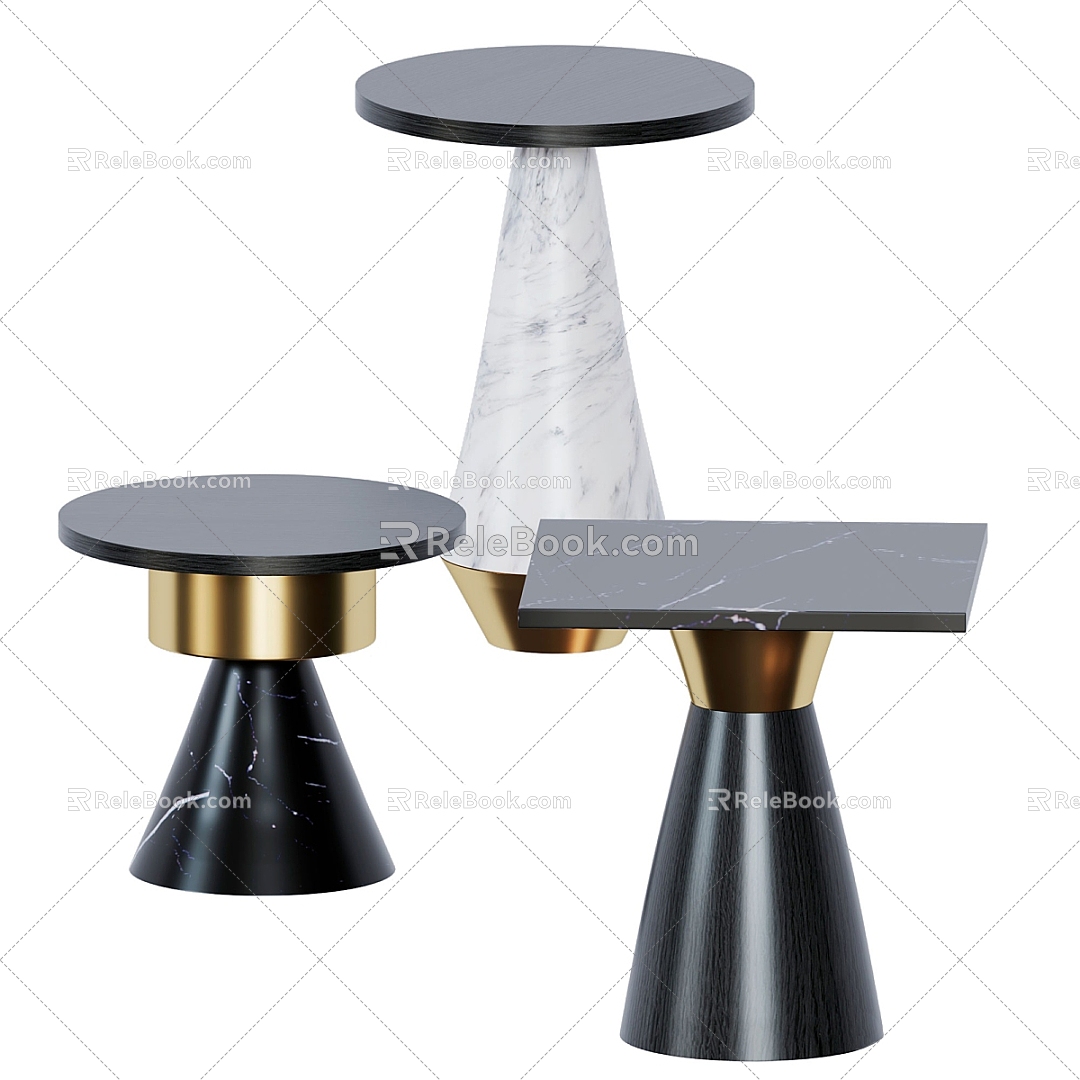 Modern stone metal round several square several 3d model