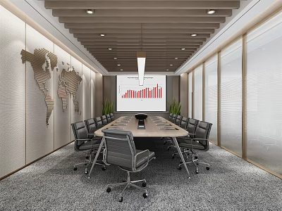Modern conference room projector conference table and chair 3d model