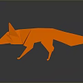 Game and Movie Character Orange Origami Fox with Geometric Design on Gray Background with Reflection