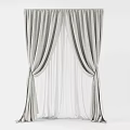 Gray Draped Curtains With Sheer Layers And Tied Design For Modern Interior