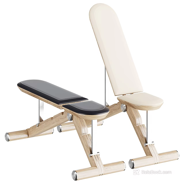 Adjustable Workout Bench With Comfortable Padding And Wooden Frame 3d model 