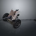 Vintage Military Field Gun With Wheeled Carriage And Rustic Metal Structure