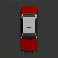 Red Taxi Sedan With TAXI Sign On Roof And Red Body Side Door Details