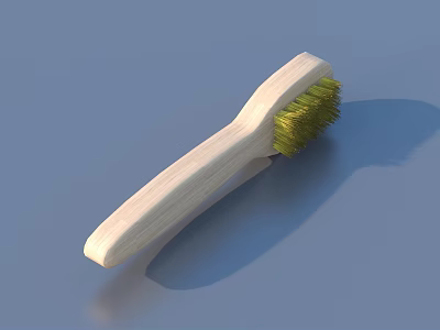 Durable Wooden Handle Household Brush With Green Bristles For Daily Cleaning 3d model