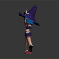 3D Witch Character With Purple Hat Teal Hair And Curved Snake Head Magic Staff