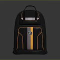 Stylish Black Backpack With Orange And Purple Stripes For Daily Use
