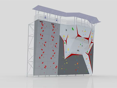 Outdoor Sports Equipment Modern Climbing Wall With Multi Colored Holds And Metal Frame 3d model