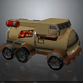 Beige Rusty Military Truck With Red Cylindrical Tank And Get Out Of The Way Text