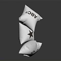 Three White Accent Pillows With S2 MATH Printed Letters For Home Decor 3d model
