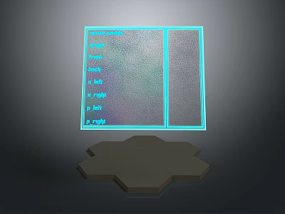 Modern Transparent Electronic Display Screen With Hexagonal Base And Blue Border 3d model