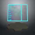 Modern Transparent Electronic Display Screen With Hexagonal Base And Blue Border