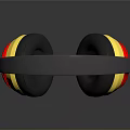 Stylish Over Ear Headphones Featuring Black Headband Red And Yellow Reflective Earcups