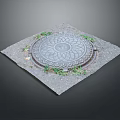Decorative Cast Iron Manhole Cover On Gray Pavement With Grass Around And Intricate Circular Pattern