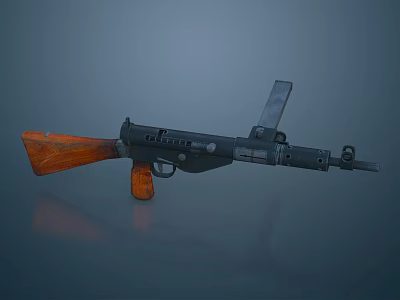 Vintage Weapon Rifle With Wooden Stock Black Metal Body And Detachable Magazine 3d model