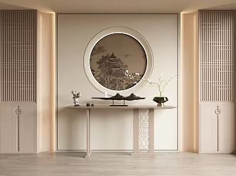 New Chinese Background Wall Sofa Background Wall Living Room Background Wall Decorative Background Wall 3d model