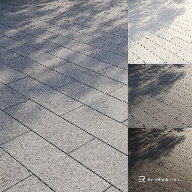 Gray Stone Tiled Ground Surface With Patterned Layout And Shadow Effects 3d model