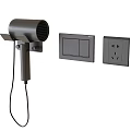 Modern Hair Dryer And Wall Mounted Switch Panels With Power Outlet For Home Use