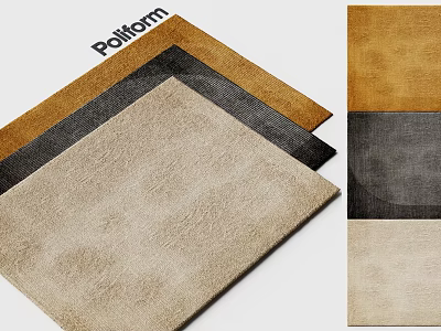 Stylish Square Rugs In Beige Black Brown Tones With Soft Plush Texture For Modern Home Decor 3d model