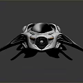 Futuristic Silver Aircraft Model With Streamlined Design Black Cockpit And Orange Accent Lights