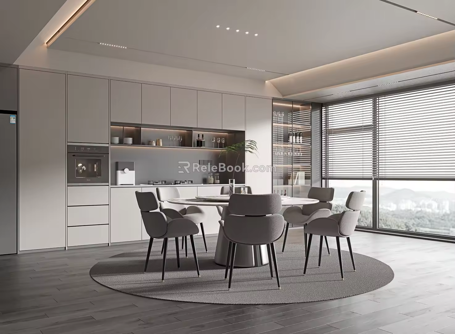 Modern dining table and chair combination 3d model