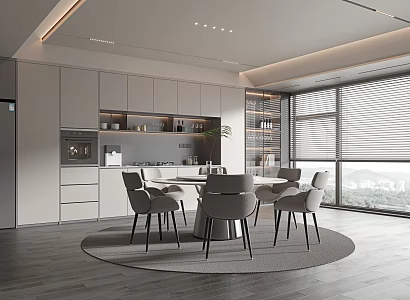 Modern dining table and chair combination 3d model