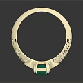 Elegant Gold Ring With Square Green Gemstone And Intricate Carvings Design