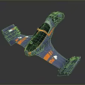 3D Designed Aircraft Model With Blue Orange Stripes And Wing Structure