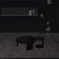 Modern Living Room Coffee Tables With Glass Tops And Curved Wooden Legs On Carpet