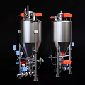 Industrial Equipment Stainless Steel Vertical Tanks With Orange Top Components And Piping System