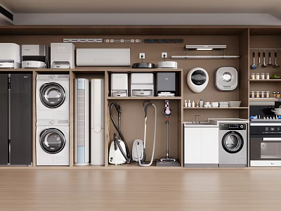 Modern Washing Machine Display With Vacuum Cleaners Dryers And Home Appliances 3d model