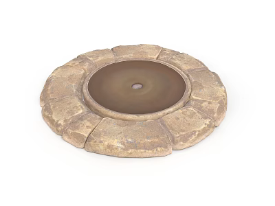 Handcrafted Circular Stone Sculpture With Petal Shaped Edges And Central Design 3d model