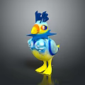 Colorful Cartoon Bird Character With Blue Head Crest Yellow Beak And Yellow Feet