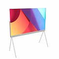 Modern TV with Tripod Stand and Vibrant Abstract Colorful