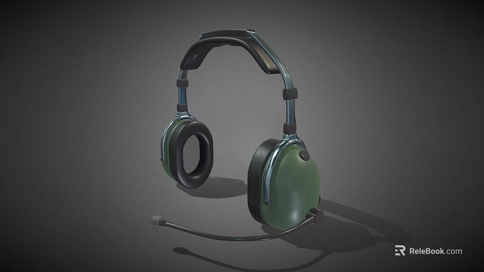 Tactical Weapon Communication Headset Green Over Ear With Microphone And Noise Reduction Design 3d model 