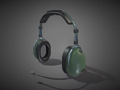 Tactical Weapon Communication Headset Green Over Ear With Microphone And Noise Reduction Design 3d model
