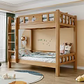 Wooden Bunk Bed in Cozy Kids Room with Letter Decor and Stuffed Toys